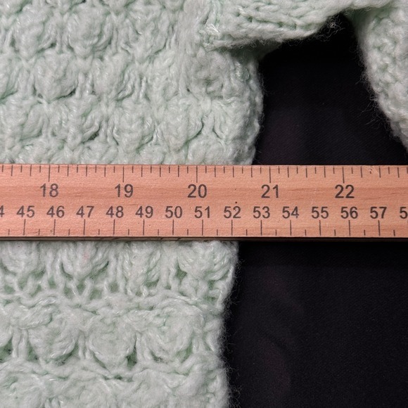 Free People Sweater M Crashing Waves Pullover V Neck Chunky Open Knit MInt Green - Picture 8 of 11